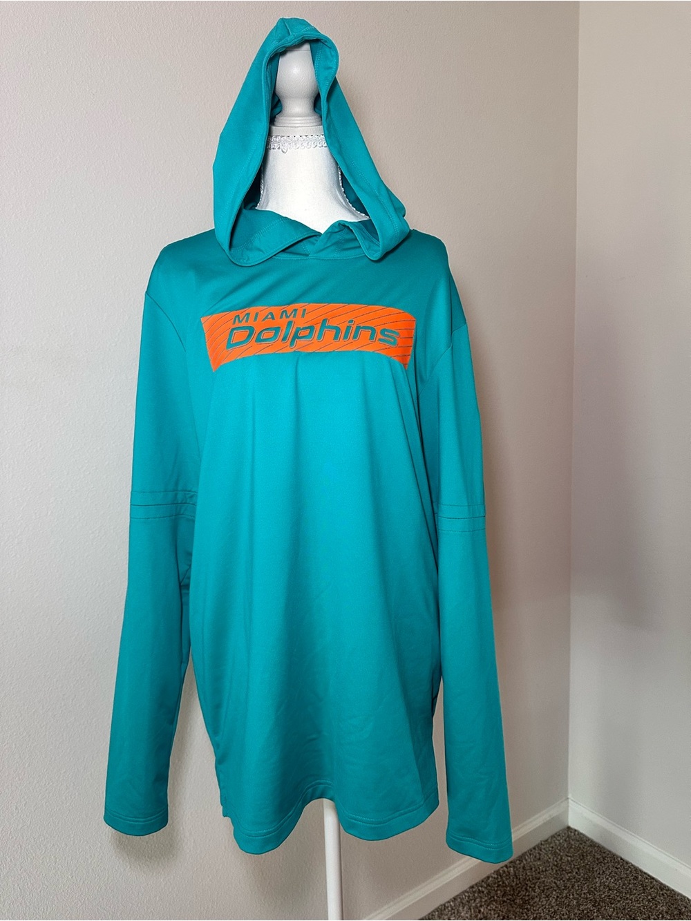 Nike Teal Hooded Pullover with Orange Miami Dolphins Logo